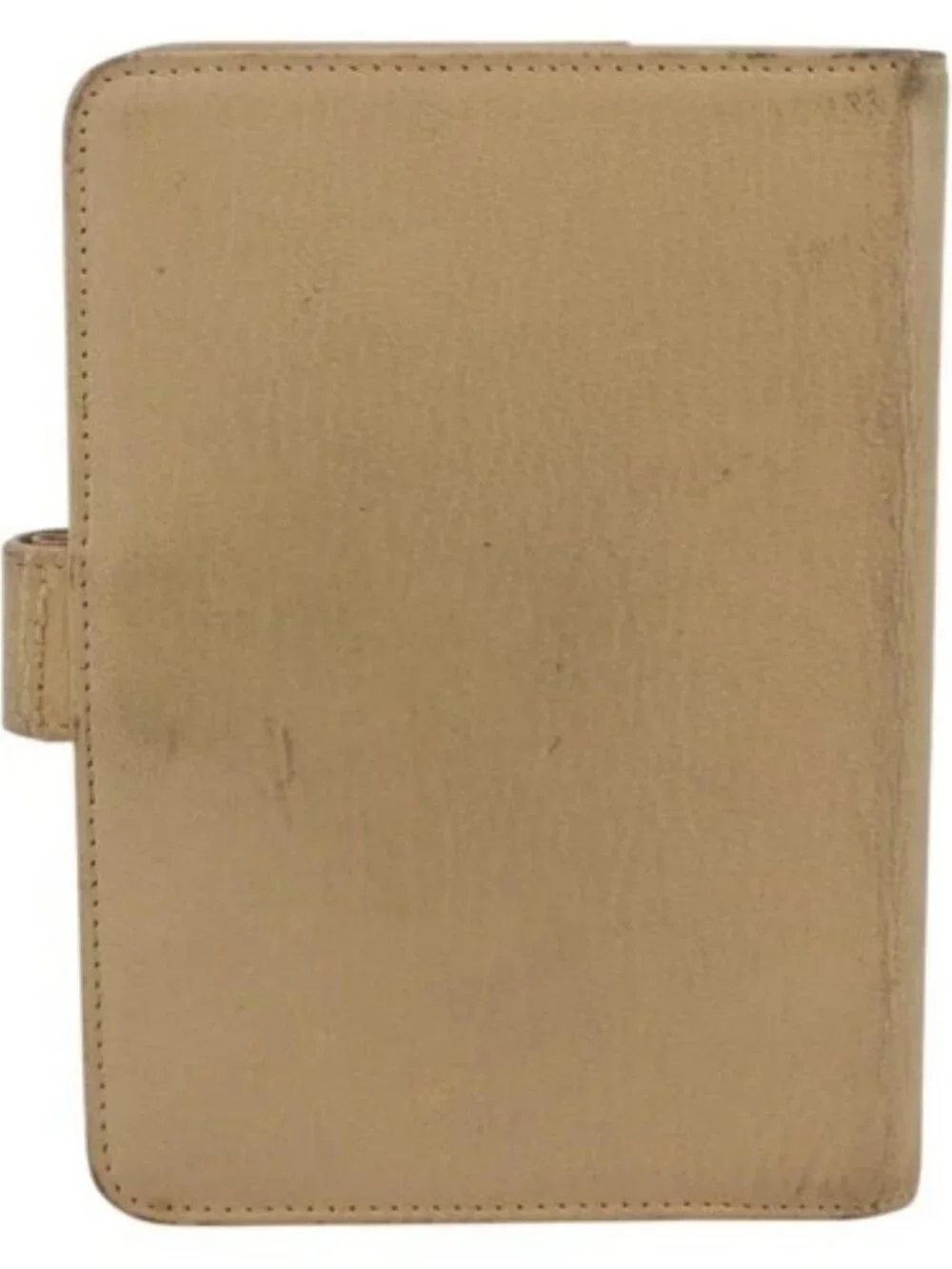 CHANEL Day Planner Cover Leather Beige Gold CC Auth 159060